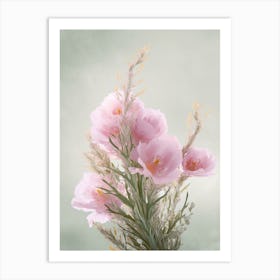 Heather Flowers Acrylic Painting In Pastel Colours 3 Art Print