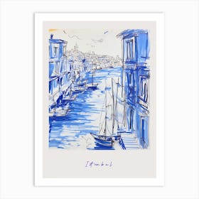 Istanbul Turkey Mediterranean Blue Drawing Poster Art Print