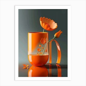 Orange Flowers In A Cup Art Print