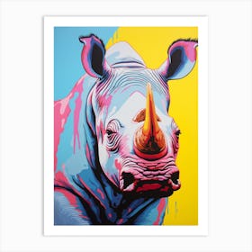 Rhino Pop Art Yellow Blue Pink 3 Art Print