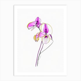 Orchid Floral Minimal Line Drawing 3 Flower Art Print