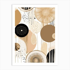 Beige Gold Circles Geometric Art Print