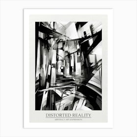 Distorted Reality Abstract Black And White 5 Poster Art Print