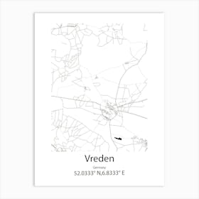 Vreden,Germany Minimalist Map Art Print