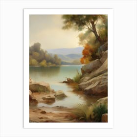 Forest Lake,Vintage Oil Painting,Farm Wall Decorations,Vintage Landscape,Vintage Landscape Oil Painting.36 Art Print