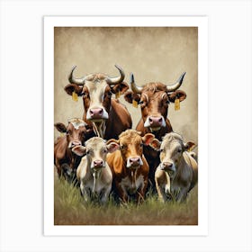 Family Of Cows Art Print