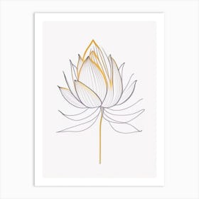 Lotus Flower, Buddhist Symbol Minimal Line Drawing 1 Art Print