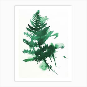 Green Ink Painting Of A Staghorn Fern 2 Art Print