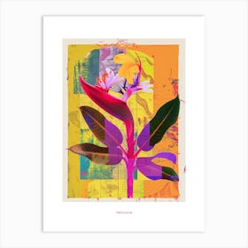 Heliconia 1 Neon Flower Collage Poster Art Print