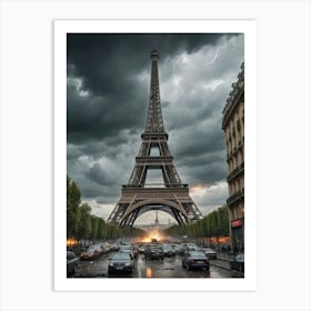 Storm Clouds Over The Eiffel Tower 1 Art Print