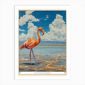 Greater Flamingo Lake Natron Tanzania Tropical Illustration 5 Poster Art Print