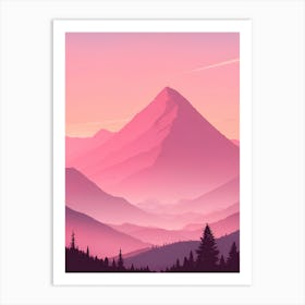 Misty Mountains Vertical Background In Pink Tone 75 Art Print