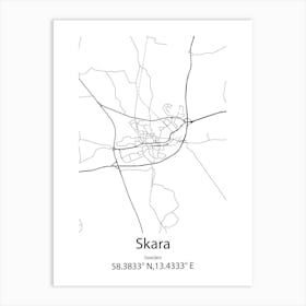 Skara,Sweden Minimalist Map Art Print