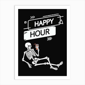 Happy Hour Skeleton Drinking Print Art Print