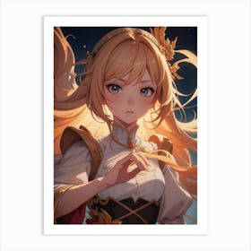 Anime Girl With Long Blonde Hair Art Print