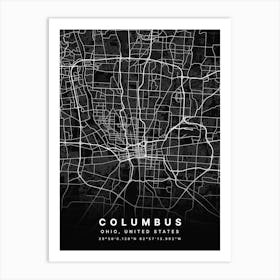 Columbus Ohio USA Black Map Art Print