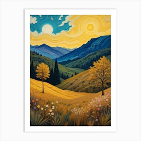 Sunset In The Mountains 4 Art Print