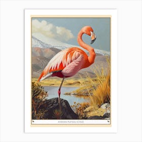 Greater Flamingo Andean Plateau Chile Tropical Illustration 4 Poster Art Print