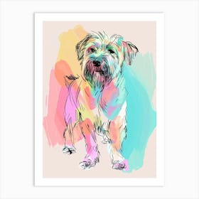 Coated Wheaten Terrier Dog Pastel Line Watercolour Illustration  2 Art Print