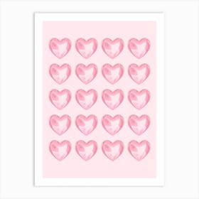 Pink Hearts Art Print