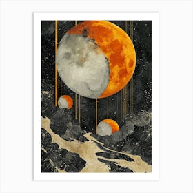 Full moon in abstract night Art Print