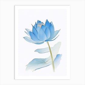 Blue Lotus Pencil Illustration 5 Art Print
