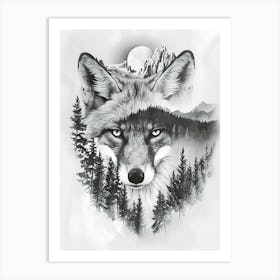 Wolf In The Forest 11 Art Print