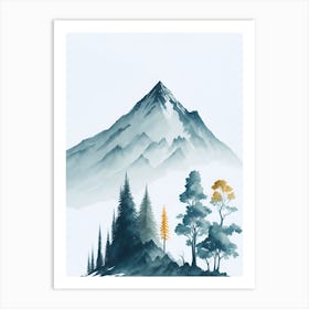 Mountain And Forest In Minimalist Watercolor Vertical Composition 39 Art Print