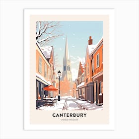 Vintage Winter Travel Poster Canterbury United Kingdom 1 Art Print