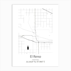 El Reno,United States Minimalist Map Art Print