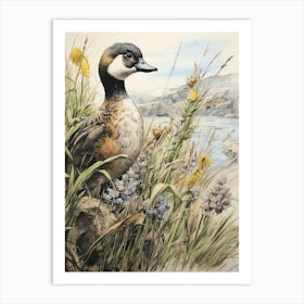 Storybook Animal Watercolour Mallard Duck 1 Art Print