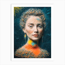 Woman in abstract painting Art Print