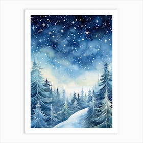 Winter Landscape Watercolor Painting 7 Art Print