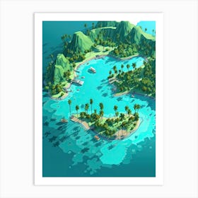 Bora Bora French, Polynesia, Flat Illustration 2 Art Print