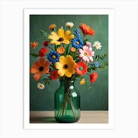 Colorful Flowers In A Vase 2 Art Print