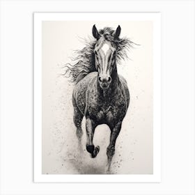 A Horse Painting In The Style Of Stippling 4 Art Print