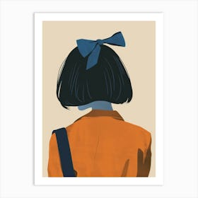 Girl With Blue Bow Art Print