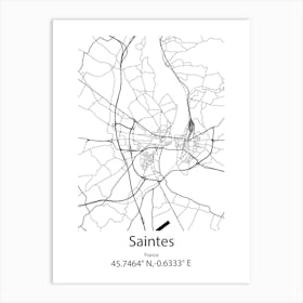 Saintes,France Minimalist Map Art Print