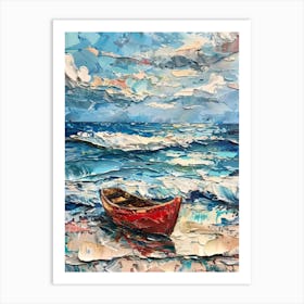 Red Boat On The Beach 1 Art Print