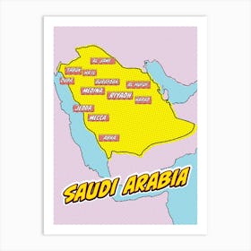 Saudi Arabia Pop Art Map Art Print