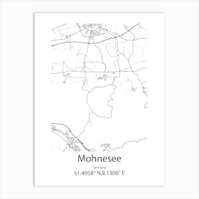 Mohnesee,Germany Minimalist Map Art Print