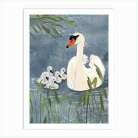 Swans in the lake Art Print