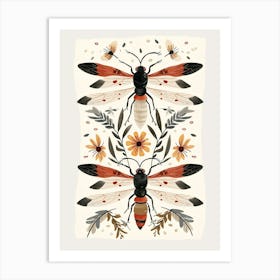 Colourful Insect Illustration Wasp 1 Art Print