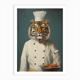 Tiger Illustrations Wearing A Chef Uniform 1 Art Print