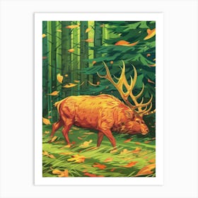 Elk In The Forest 2 Art Print