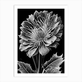 Calendula Leaf Linocut 3 Art Print