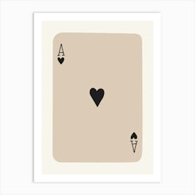 Ace Playing Card Beige And Black 1 Art Print