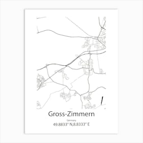 Gross Zimmern,Germany Minimalist Map Art Print