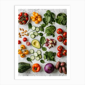 Fresh Vegetables On White Background Art Print