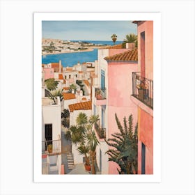 Lagos Portugal 2 Vintage Pink Travel Illustration Art Print